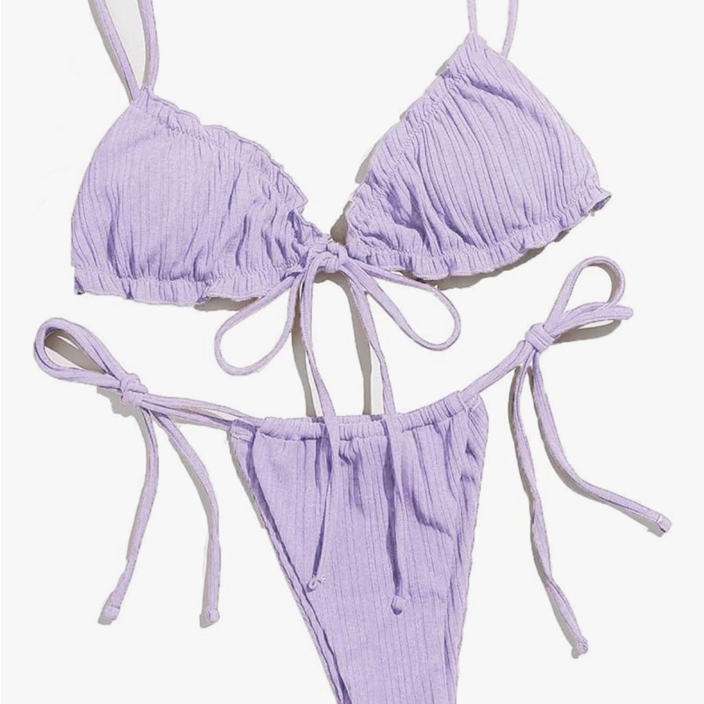 Lavender Ribbed Bikini Set